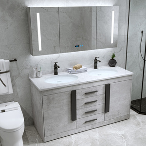 北欧智能浴室柜组合大户型洗脸洗手台面盆池卫生间洗漱台灰色定制