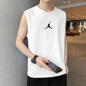 aj飞人男士纯棉运动背心篮球跑步健身圆领青年欧美潮流无袖T恤夏