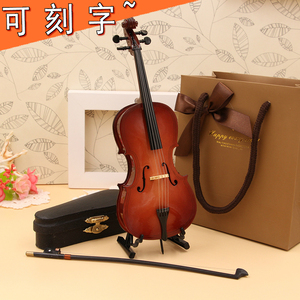 手工制作迷你大提琴模型25cm带支架礼盒娃娃乐器礼品送情侣老师