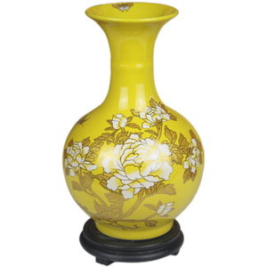 牡丹花陶瓷花瓶黄