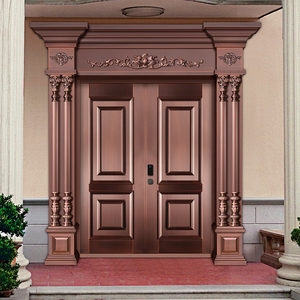 农村别墅大门入户新门头铸铝纯铜中式不锈钢镀铜仿真铜门定制浙江
