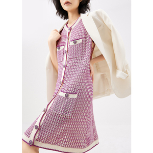 法芭菲旗舰店天猫小香风条纹削肩上衣女款夏森女系复古针织吊带超