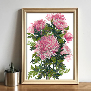 一束粉菊花 新款十字绣套件 人物 客厅卧室 精准印花