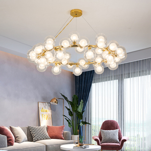 北欧创意客厅卧室泡泡圆球吊灯现代简约餐厅金色轻奢魔豆分子灯具