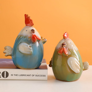 创意可爱鸡存钱罐吉祥家居儿童房陶瓷储蓄罐卡通可爱个性装饰摆件