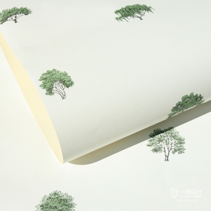 现货 无纺布壁纸 北欧风格 现代简约  清新淡雅 小树 墙纸