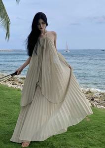 海边度假连衣裙大露背长裙高级氛围拍照女神穿搭性感仙气套装裙子