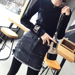 upraise 舒适亲肤 三色圆领丝绒长袖短款t恤 hat0217