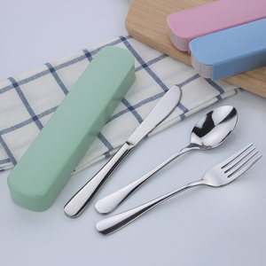 加厚不锈钢牛排刀叉勺三件套西餐刀叉套装盒装餐具勺筷 定制logo