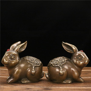 纯铜福兔摆件 宠物兔可爱兔生肖兔吉祥物工艺品 生日贺寿礼品