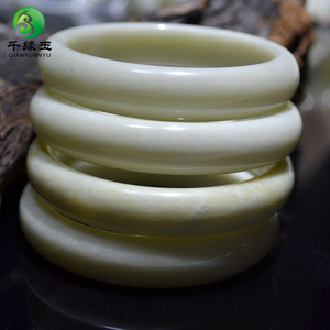 蓝田白玉手镯天然蓝田玉女款女士玉镯白江花手镯陕西西安特产玉镯