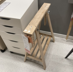 宜家正品米特巴克芬沃尔德带搁板支架桦木北欧实木桌腿可倾斜绘图