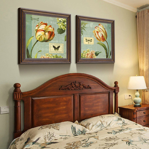 美式床头装饰画卧室欧式挂画餐厅墙上壁画现代沙发背景墙花卉油画