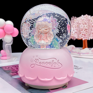 粉色花仙子女童音乐盒水晶球摆件八音盒送女孩闺蜜节日生日礼物