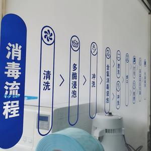 口腔科器械清洗消毒灭菌流程图牙科口腔诊所医院玻璃墙文字定制