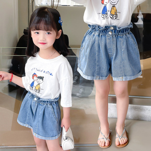 女童夏装牛仔短裤小女孩花苞高腰热裤宝宝裤子薄款外穿中小童沙滩