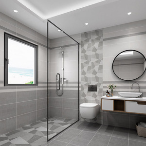 雅丝灰色仿布纹瓷砖300x600几何卫生间墙砖仿古砖阳台浴室地砖