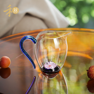 禾器棠韵玻璃公道杯网红款高档茶海分茶器创新工艺海棠花语公道杯