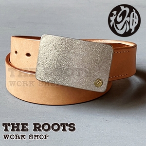 tenjin works 日本天神超厚枥木牛皮做旧银钢扣黄铜logo皮带腰带