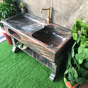 阳台大理石洗衣池带搓衣板落地石材洗衣台户外石头洗衣槽水磨石