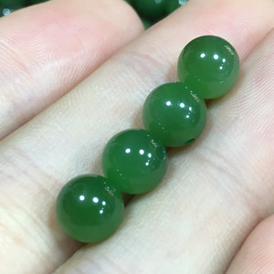 天然和田玉和田碧玉8mm散珠 俄罗斯碧玉8mm圆珠散珠子
