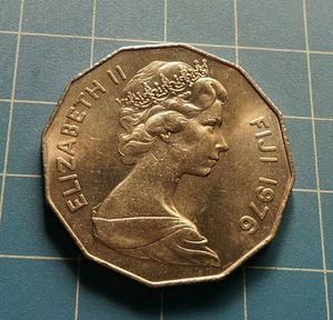 1976年  斐济 50分硬币 好品 品相如图