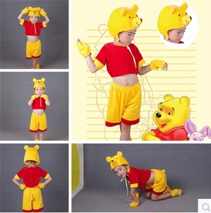 小熊卡通演出服棕熊儿童造型表演服幼儿扮演服维尼熊动物舞蹈服装