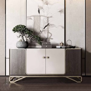 新中式实木玄关隔断柜简约现代门厅端景柜北欧风酒柜装饰柜餐边柜