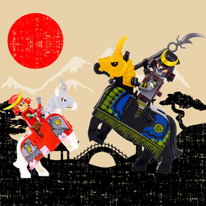 兼容乐高龙骑士古代士兵人仔小人日本士兵武士战争拼装积木人仔