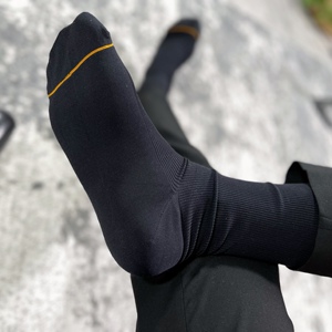 凹凸先生男士中筒袜 商务尼龙金脚趾 商务尼龙棉条纹绅士正西装袜