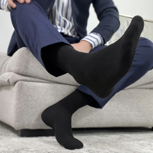 凹凸先生男袜日式中筒棉袜条纹黑色商务防臭棉袜商务春夏双针男袜