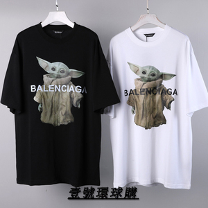 balenciaga/巴黎世家21新款外星人尤达宝宝印花logot恤 男女短袖