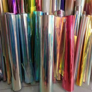 PVC镭射膜幻彩布七彩PVC膜彩虹透明板素面PVC薄膜彩色软胶塑料板