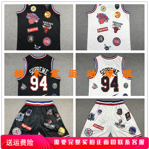 94号supreme三方联名球衣背心篮球服球裤短裤套装黑色白色