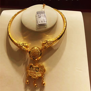 周大福 宝宝项圈 儿童平安锁 足金黄金纯金 计价 克减85 专柜正品