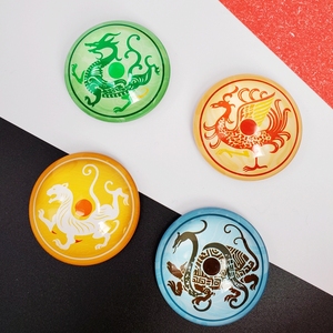 中国风博物馆文创纪念品上古四神兽水晶凸面立体冰箱贴留言小礼物