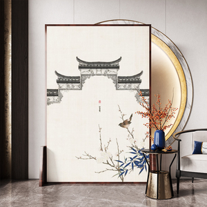 屏风隔断客厅卧室玄关书房茶室办公室徽派建筑简约风中式网红座屏