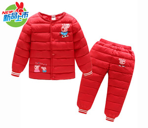 男女童装秋冬款两件套装婴儿童羽绒棉小孩衣服宝宝秋装1-2岁外套