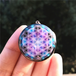 神圣几何生命之花奥根能量925银扣吊坠