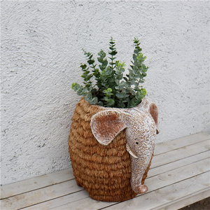 陌上花舍ing可爱大象花盆庭院阳台装饰园艺杂货工艺品花器摆件