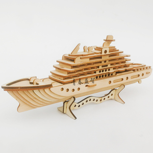 木制仿真组装船模型游轮 木质手工DIY木头拼装舰船游艇3d模型玩具