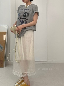 蕾丝家郑小姐韩国东大门代购24夏季新款松紧腰点点细闪半身裙
