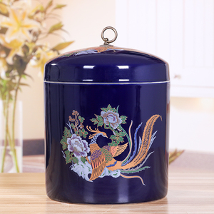 景德镇陶瓷米缸米桶小号10斤5kg装面缸家用带盖防潮虫杂粮 储物罐