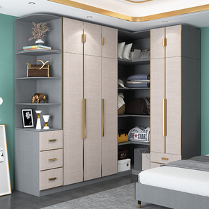 l型组合装转角衣柜现代简约收纳柜子家用卧室90度拐角大衣橱