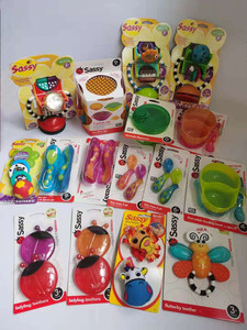正品美国SASSY宝宝用品牙胶吸盘碗勺手腕铃桌面吸盘玩具材质安全