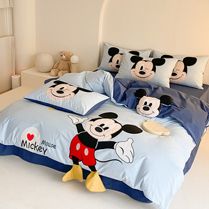 可爱卡通迪士尼米奇全棉水洗棉四件套纯棉被套床单儿童床上用品