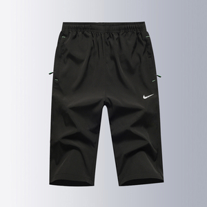 夏季薄款耐克七分裤男过膝运动短裤冰丝速干透气跑步中裤宽松大码