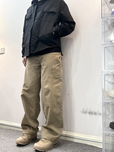 soxiox美式复古工装牛仔裤男女夏季直筒高腰高裆古着vintage裤子