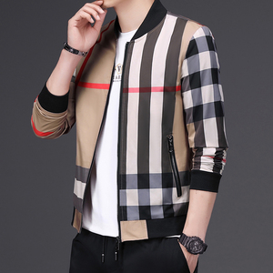 22新款品牌男装夹克外套男秋冬格子衣服休闲百搭男士高端夹克