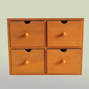 实木四格抽屉抽拉木盒松木首饰木盒桌面杂物收纳箱床头小柜子